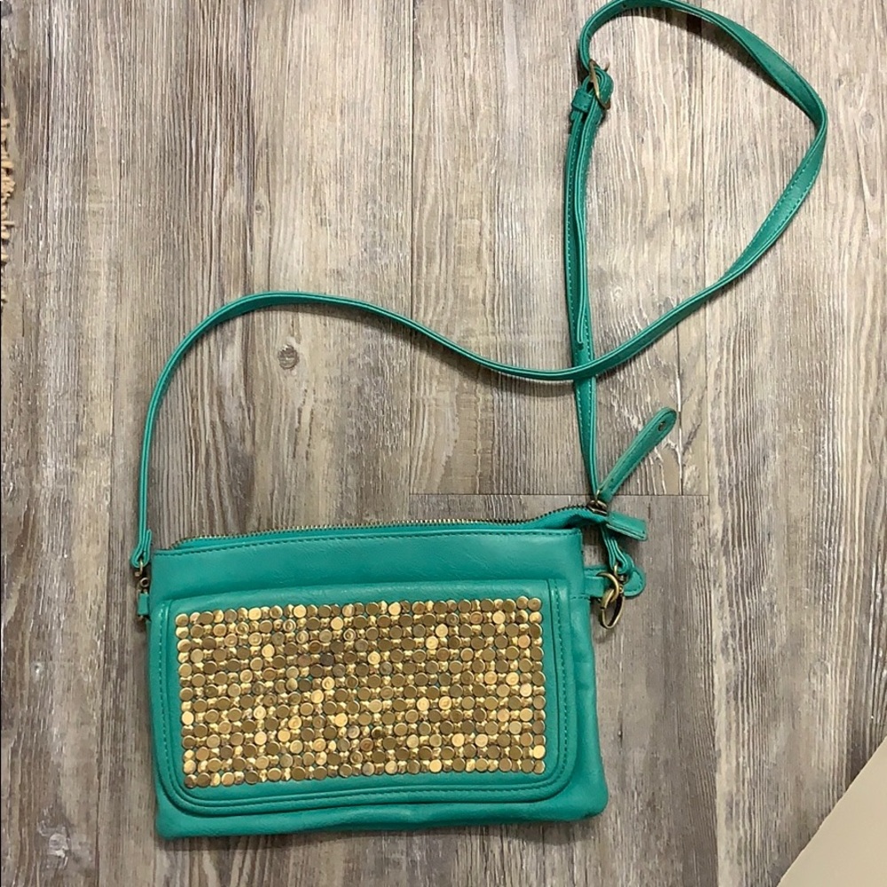 Turquoise and gold side bag/clutch! Never used